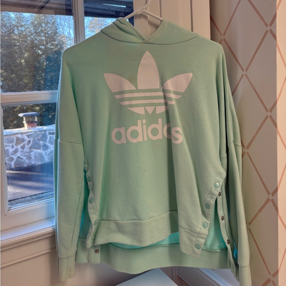 Adidas Light Green Hoodie with White Logo